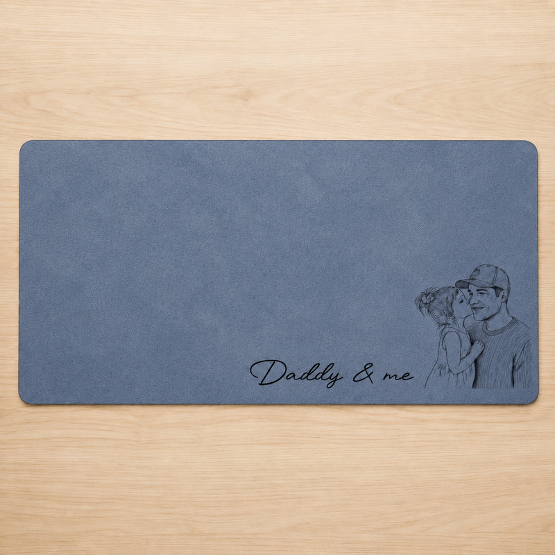 Custom Daddy & Me Photo Desk Mat, Personalized Father’s Day Gift for Dad, Husband