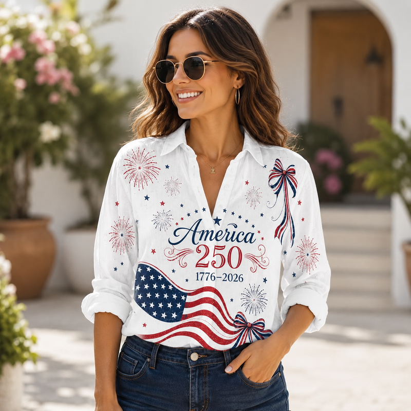 America 250 Celebration Women Blouse Shirt | Gift For Patriotic Women