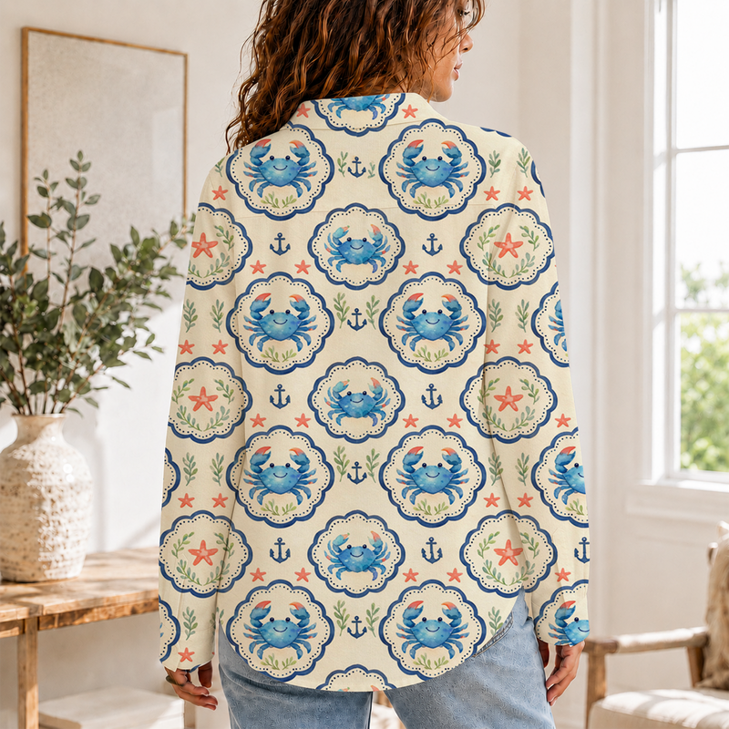 Coastal Crab Summer Beach Blouse | Gift For Beach Lovers