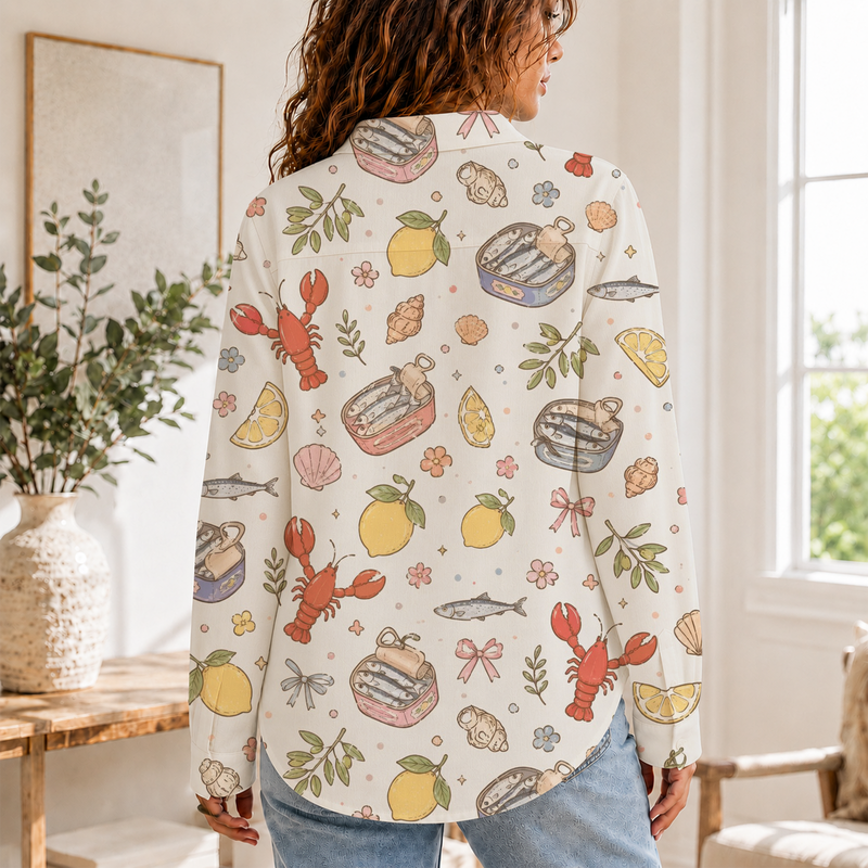 Seafood Summer Beach Blouse Shirt | Gift For Coastal Food Lovers