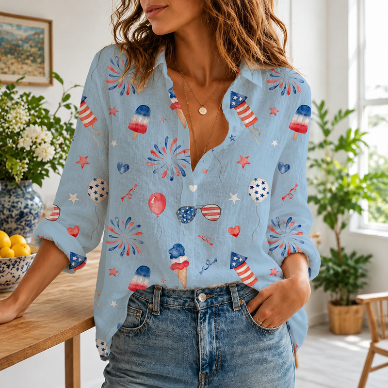 4th of July Women Blouse Shirt | Gift For Patriotic Lovers