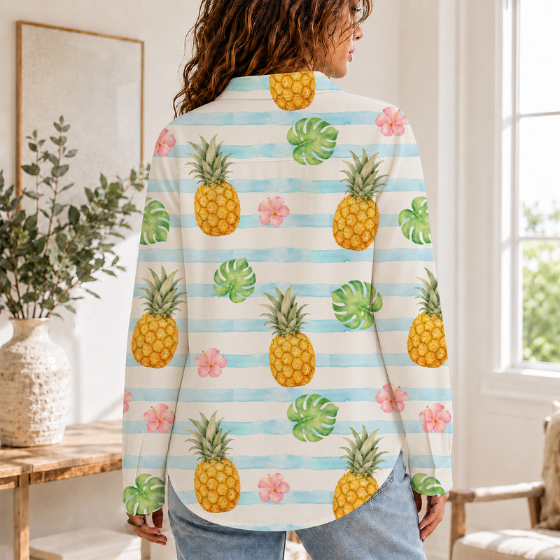 Tropical Pineapple Summer Blouse Shirt | Gift For Fruit Lovers