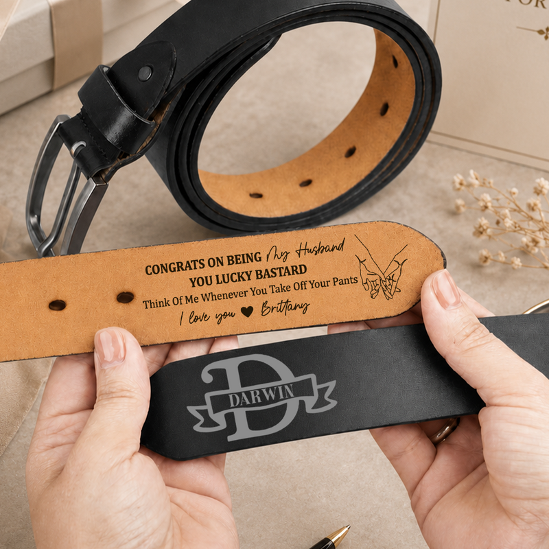 Personalized Leather Belt For Husband | Custom Anniversary Gift For Him