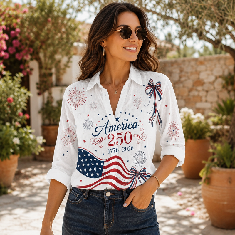 America 250 Celebration Women Blouse Shirt | Gift For Patriotic Women
