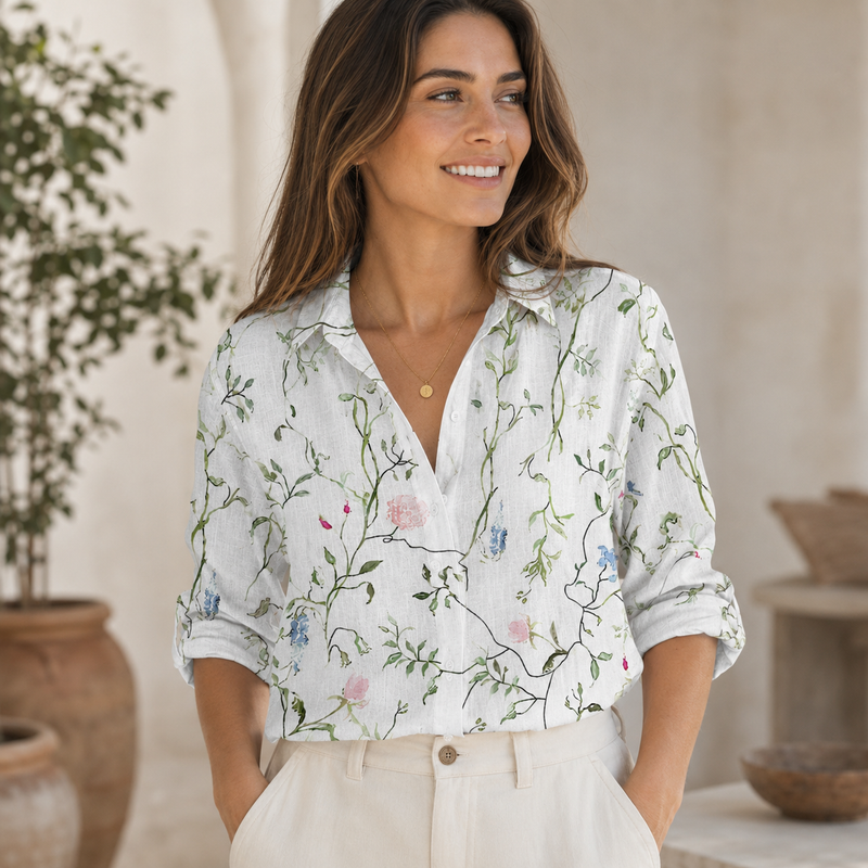 Botanical Vine Floral Women Blouse Shirt | Gift For Nature Lovers