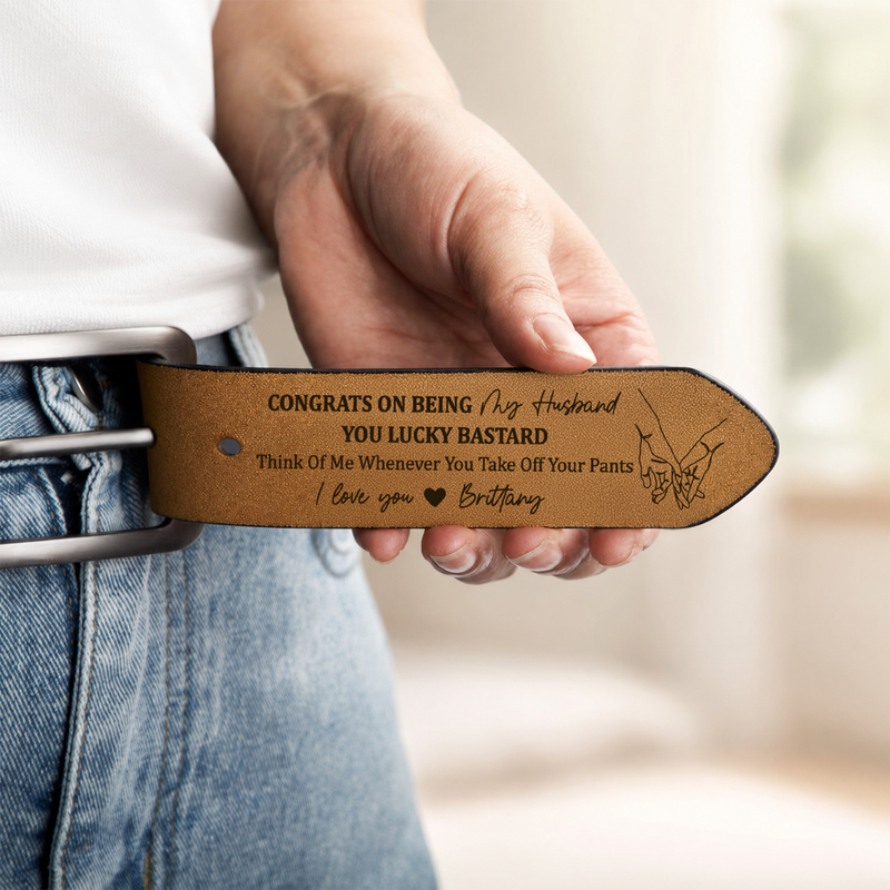 Personalized Leather Belt For Husband | Custom Anniversary Gift For Him