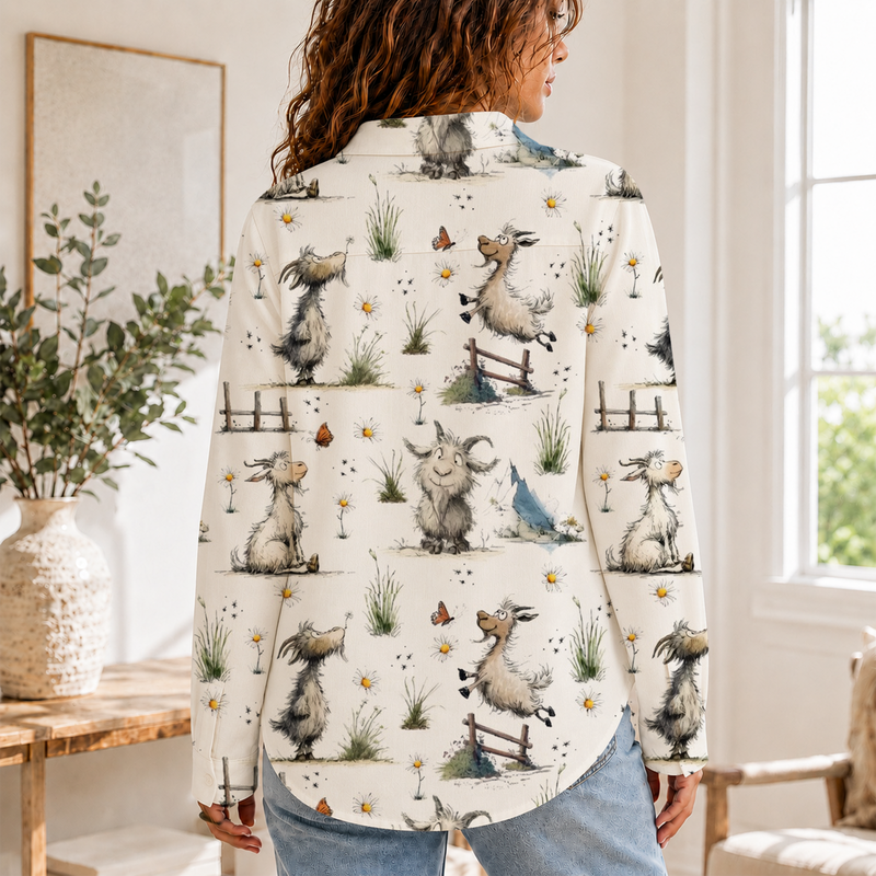 Cute Goat Women Blouse Shirt | Gift For Animal Lovers