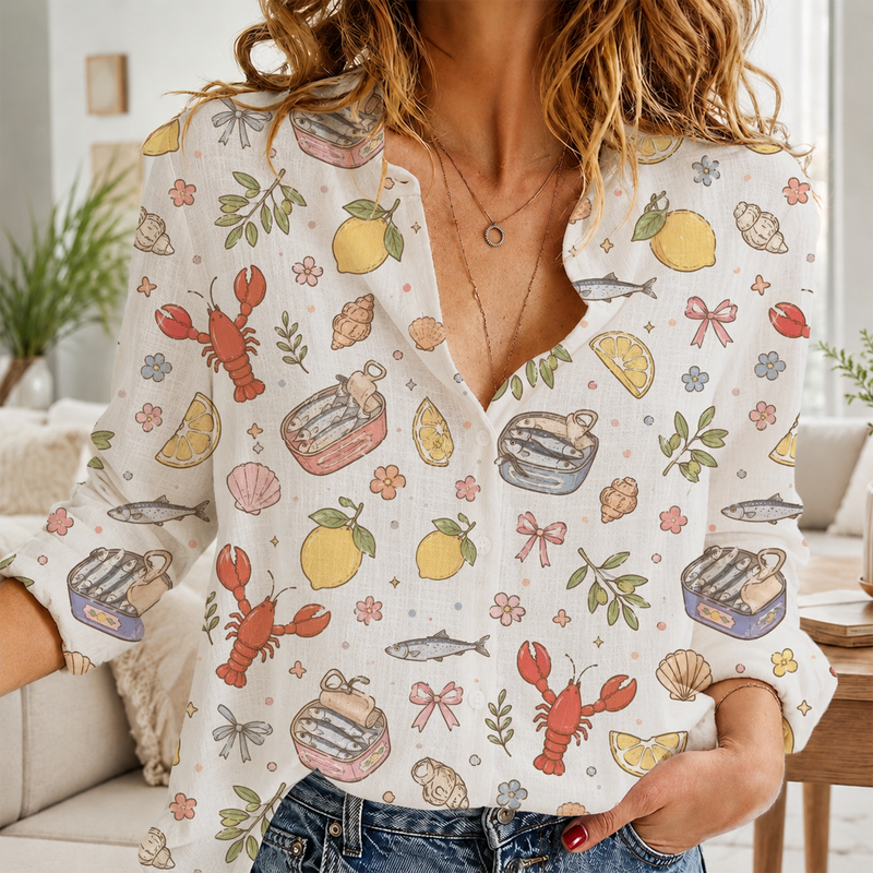 Seafood Summer Beach Blouse Shirt | Gift For Coastal Food Lovers