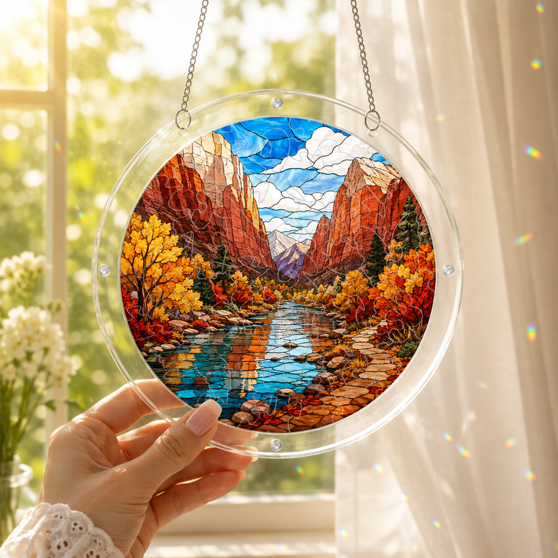 Zion National Park Acrylic Puzzle Suncatcher, Window Hanging Decor, Gift for Nature Lovers