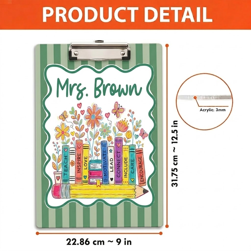 Personalized Name Acrylic Paper Clipboard for Teachers | Durable Clear Clipboard for Office & School Supplies