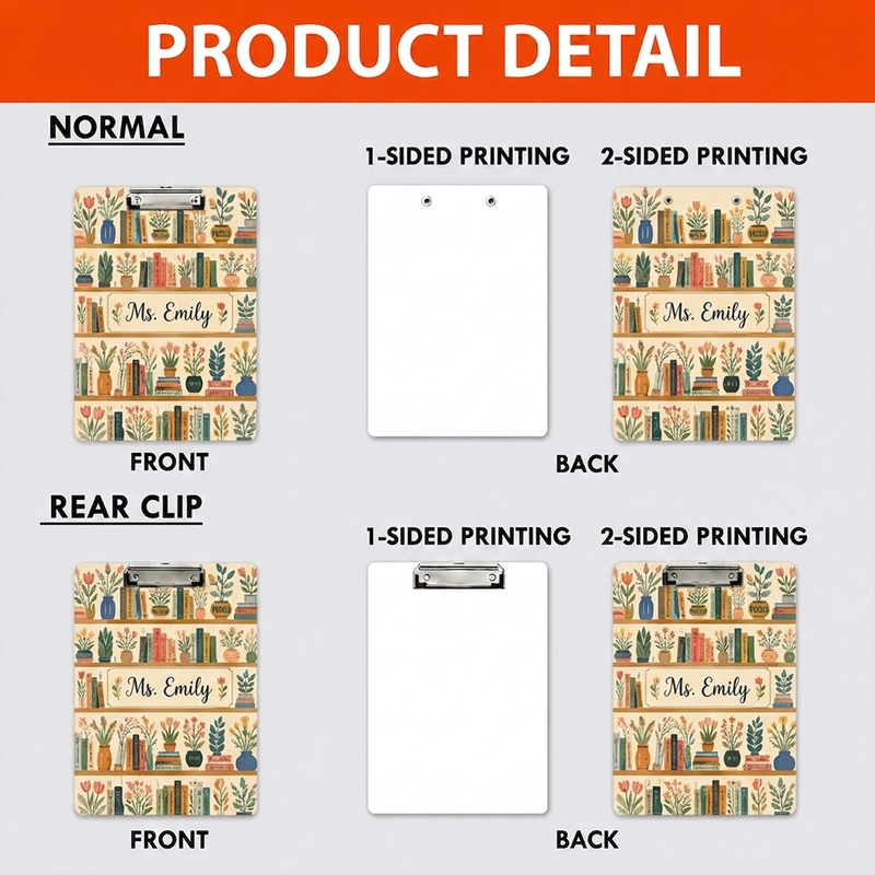 Personal Acrylic Paper Clipboard | Gift for Teachers | Durable Clear Clipboard for Office & School Supplies