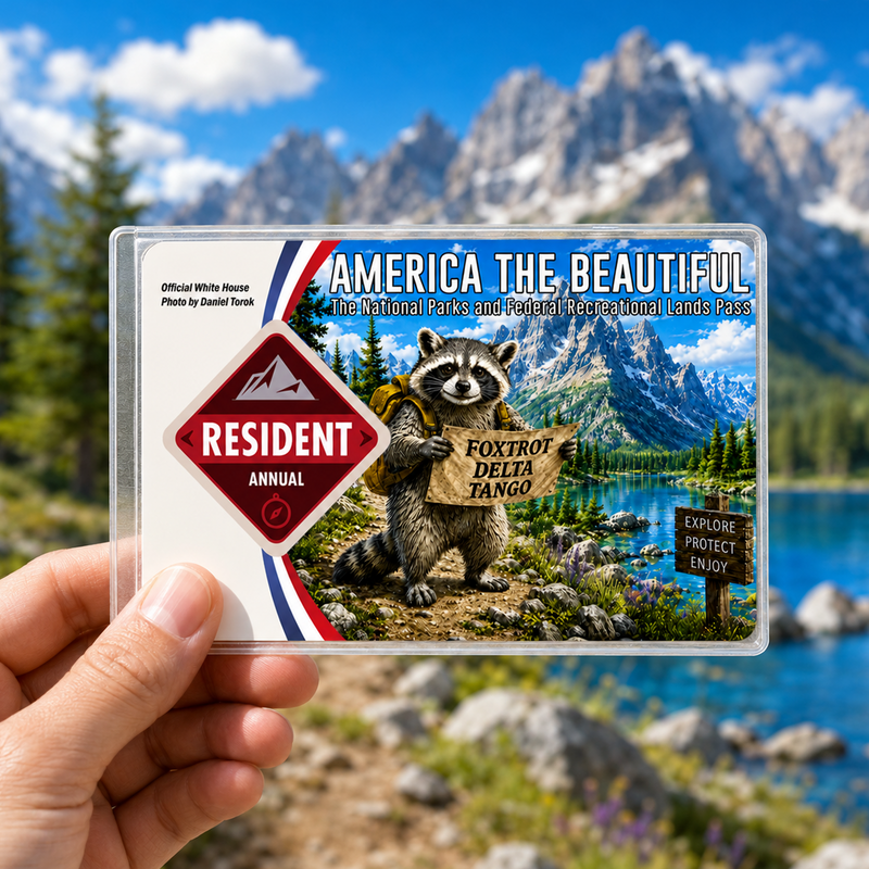 Funny Raccoon National Park Pass Sleeve | Hiking Camper Gift