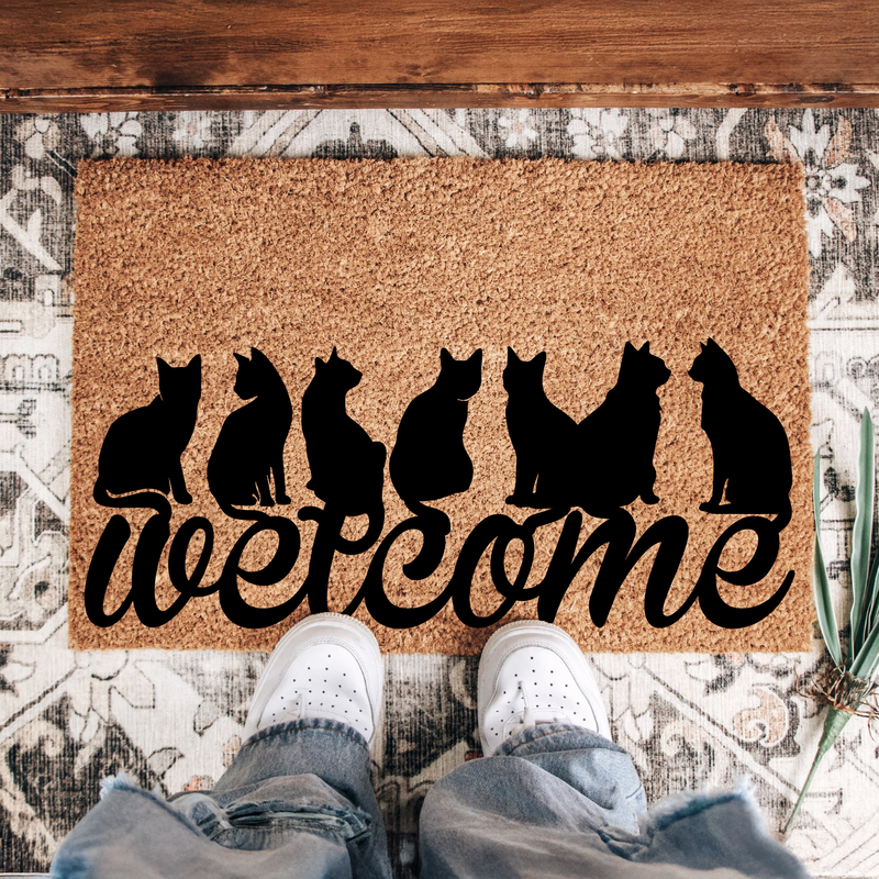 Black Cat Welcome Doormat | Gift For Cat Lovers