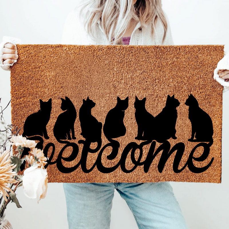 Black Cat Welcome Doormat | Gift For Cat Lovers