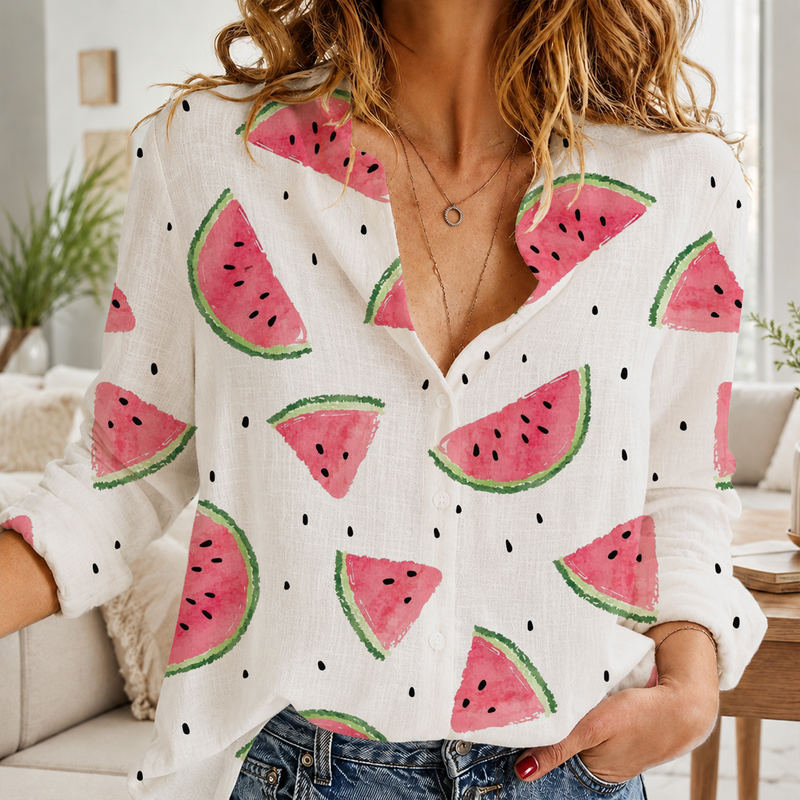 Watermelon Women Blouse Shirt | Gift For Fruit Lovers