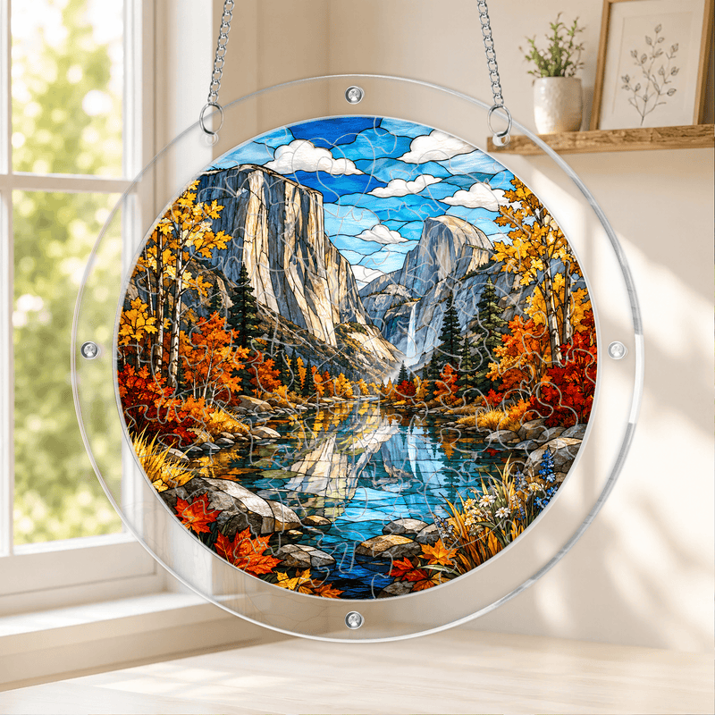 Yosemite Acrylic Puzzle Suncatcher, Window Hanging Decor, Gift for Nature Lovers