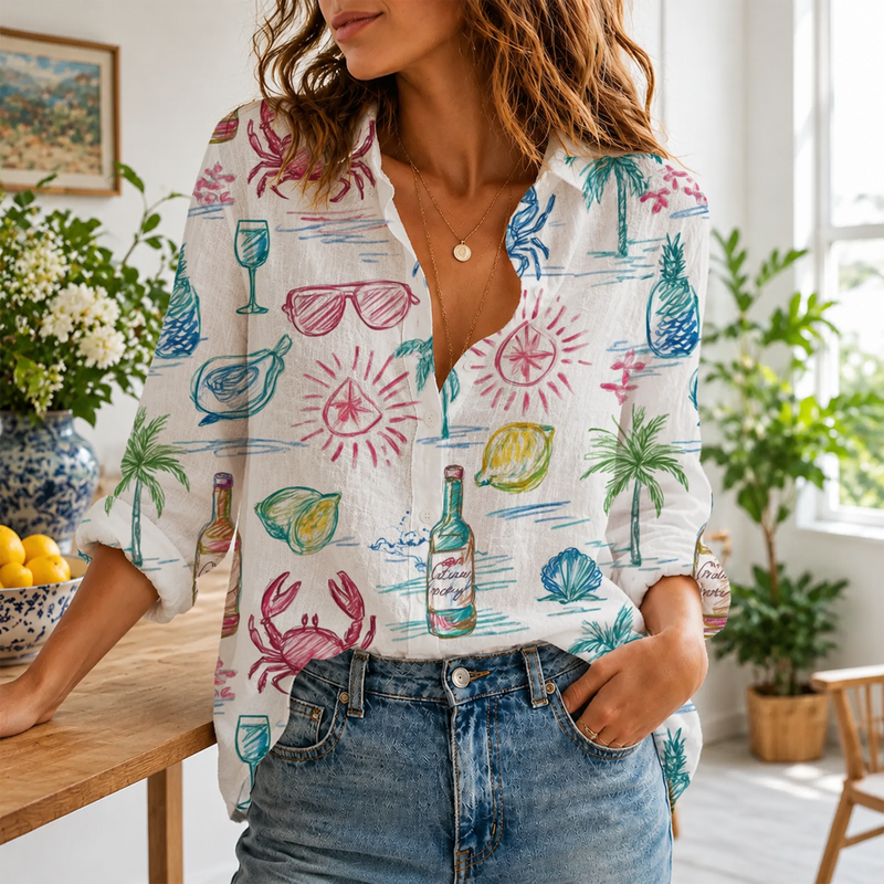 Crab Beach Women Blouse Shirt | Gift For Ocean Lovers