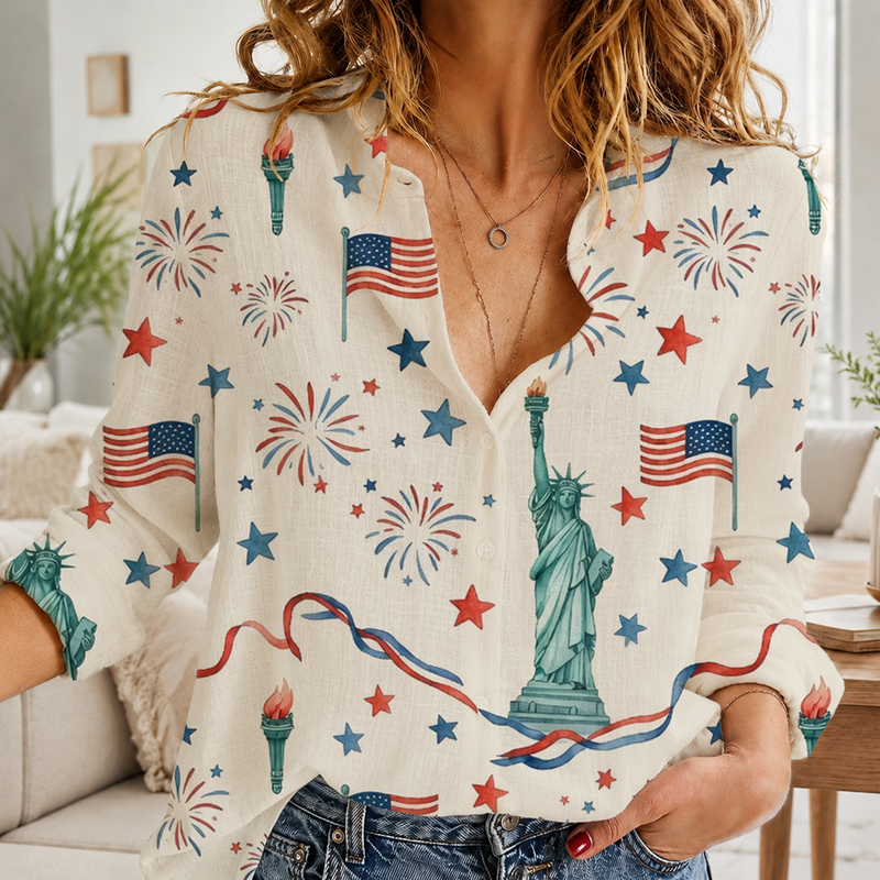 Statue of Liberty Women Blouse Shirt | Gift For Patriotic Lovers