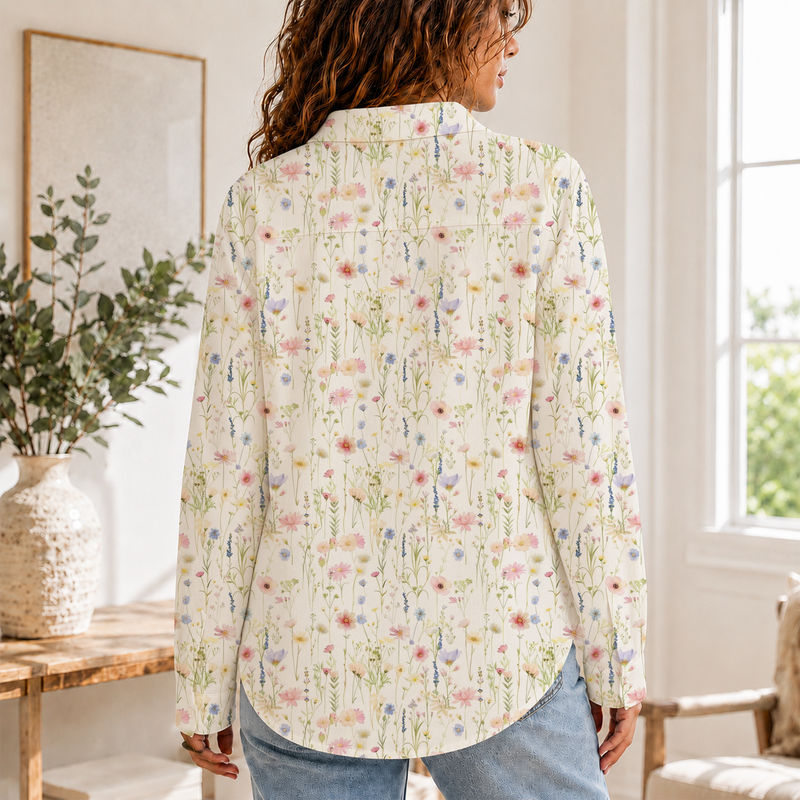 Vintage Wildflower Blouse Shirt For Women | Gift For Flower Lovers