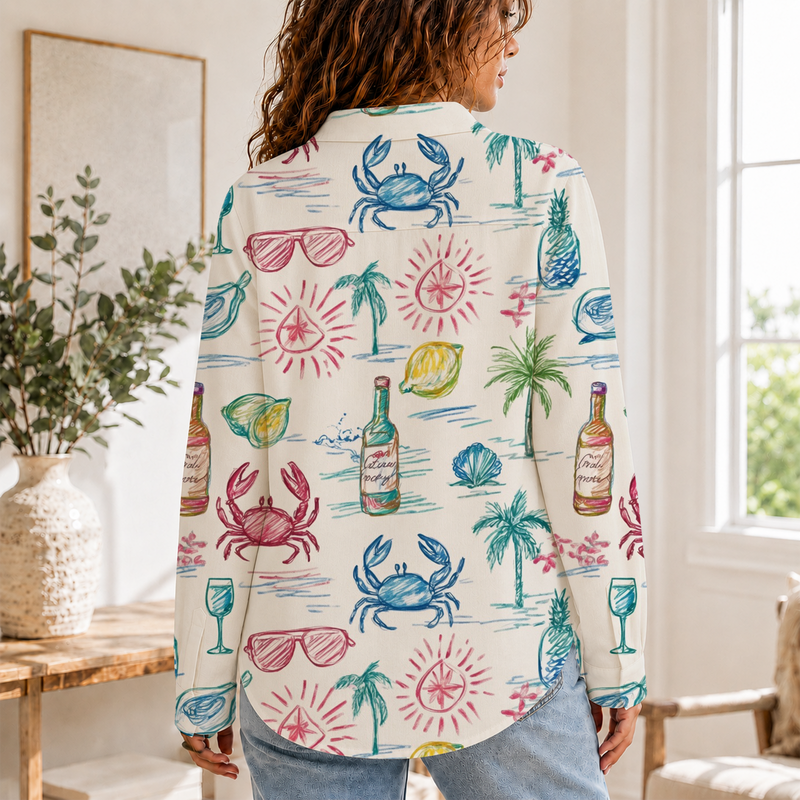 Crab Beach Women Blouse Shirt | Gift For Ocean Lovers