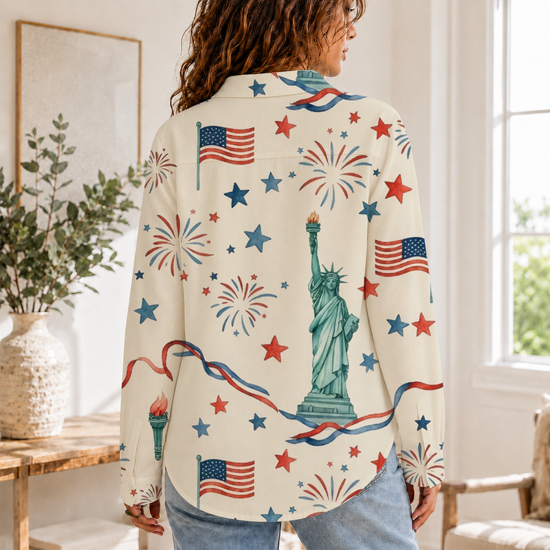 Statue of Liberty Women Blouse Shirt | Gift For Patriotic Lovers