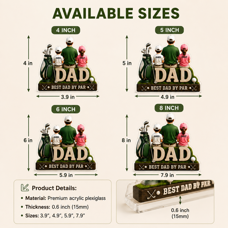 Personalized Golf Dad Acrylic Plaque – Father’s Day Gift from Kids