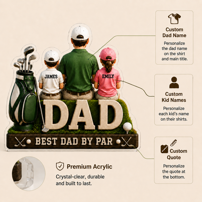 Personalized Golf Dad Acrylic Plaque – Father’s Day Gift from Kids