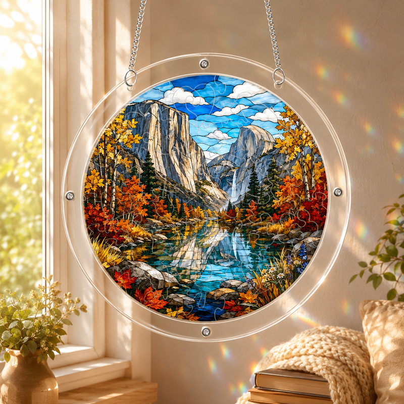 Yosemite Acrylic Puzzle Suncatcher, Window Hanging Decor, Gift for Nature Lovers