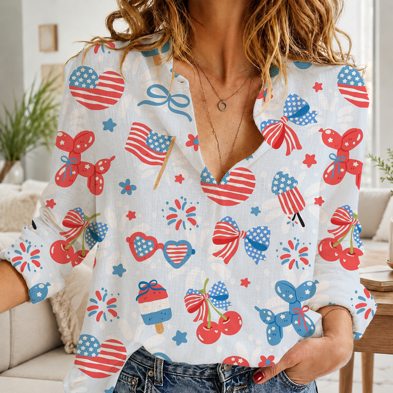 Coquette Patriotic 4th Of July Blouse Shirt | Gift For Women