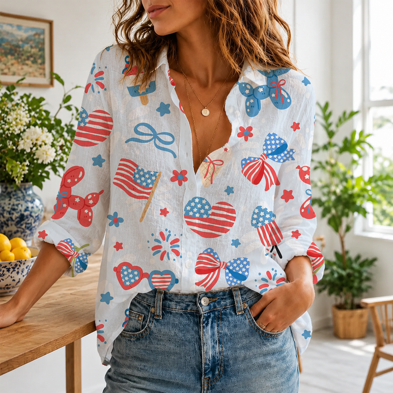 Coquette Patriotic 4th Of July Blouse Shirt | Gift For Women