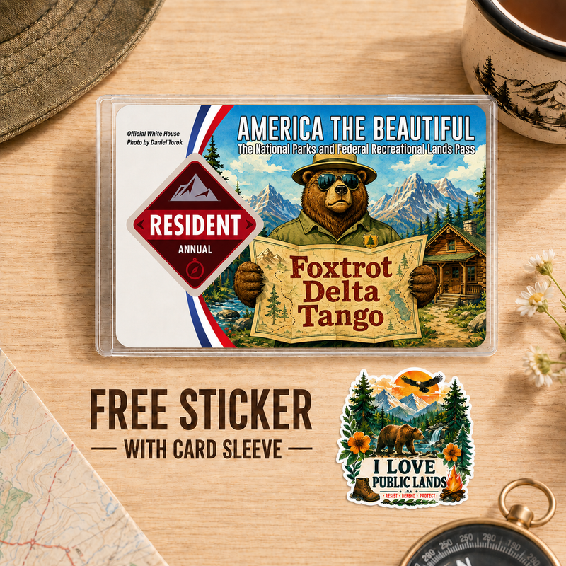 Funny Park Ranger Bear National Park Pass Sleeve, Gift for Hikers