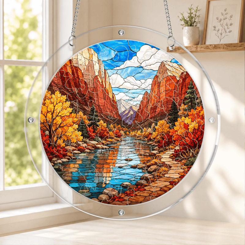 Zion National Park Acrylic Puzzle Suncatcher, Window Hanging Decor, Gift for Nature Lovers