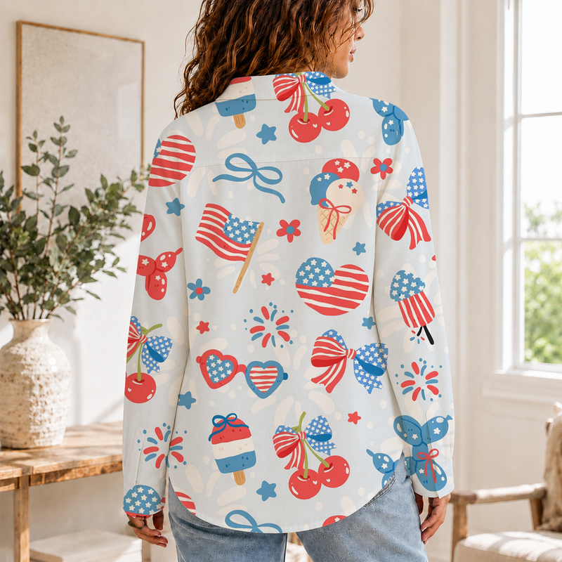 Coquette Patriotic 4th Of July Blouse Shirt | Gift For Women
