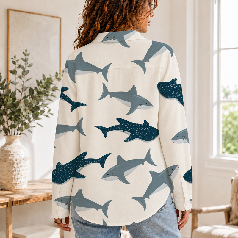 Shark Women Blouse Shirt | Gift For Ocean Lovers