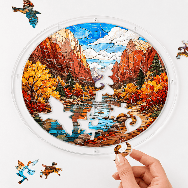 Zion National Park Acrylic Puzzle Suncatcher, Window Hanging Decor, Gift for Nature Lovers