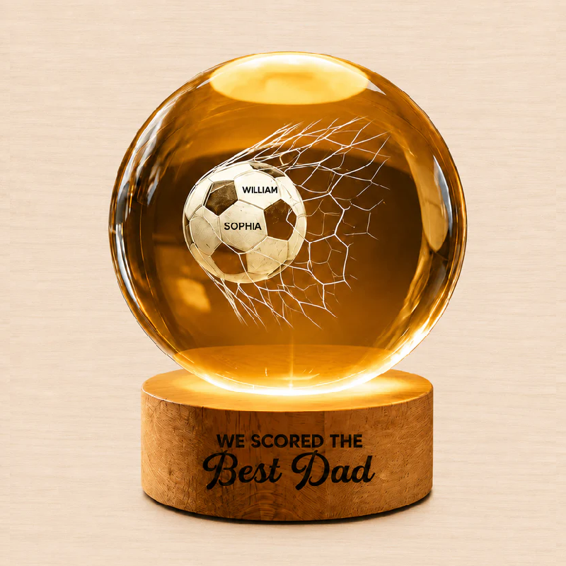 Personalized Soccer Dad Crystal Ball Lamp | Father’s Day Gift for Football Lovers