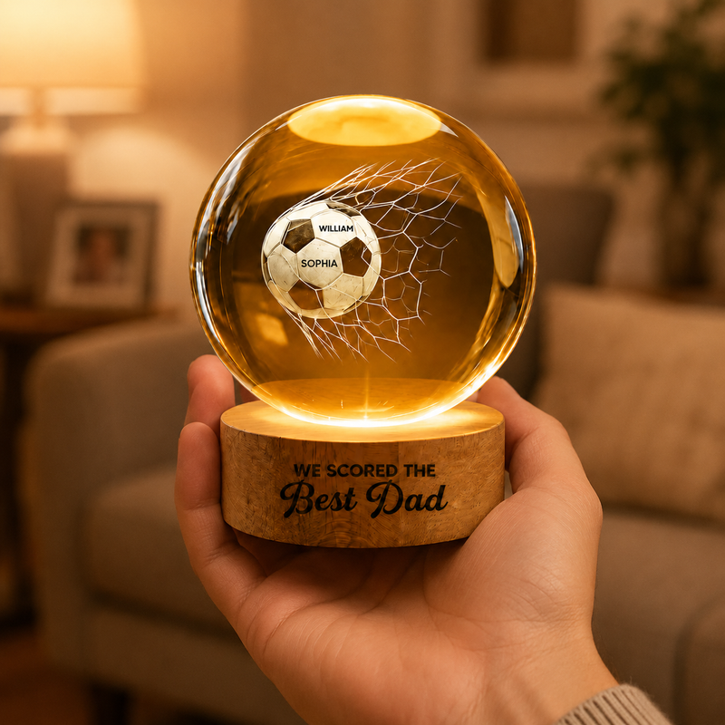 Personalized Soccer Dad Crystal Ball Lamp | Father’s Day Gift for Football Lovers