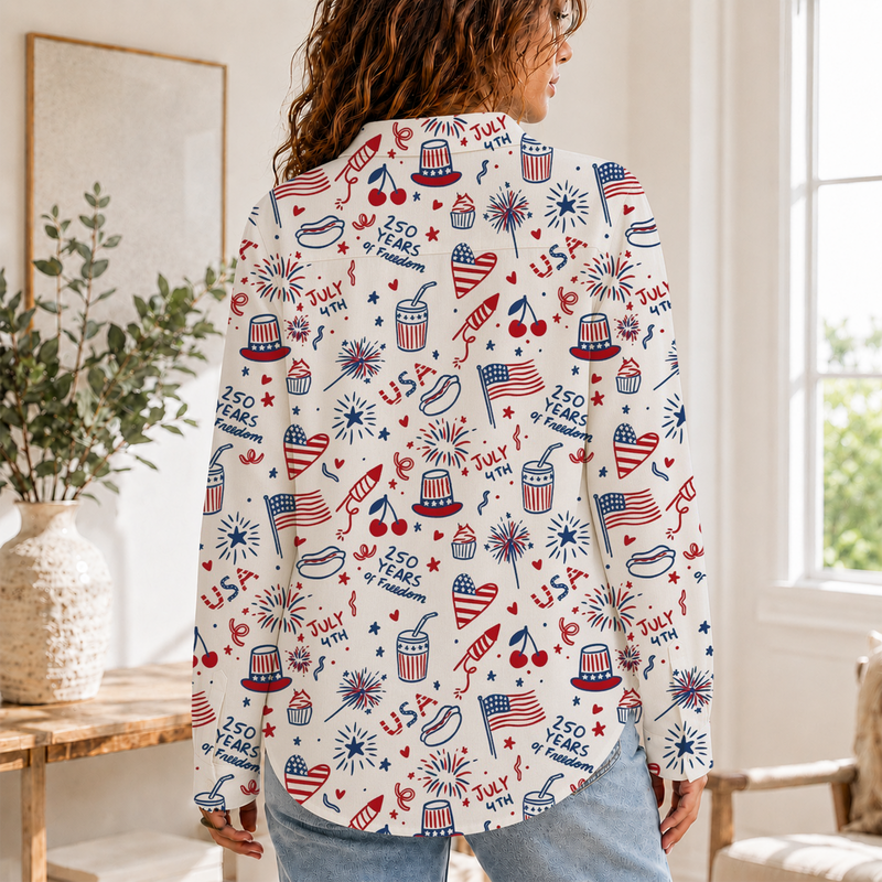 Vintage 250 Anniversary USA 4th Of July Blouse Shirt | Gift For Women