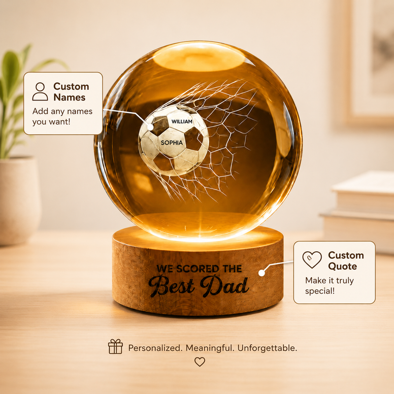 Personalized Soccer Dad Crystal Ball Lamp | Father’s Day Gift for Football Lovers