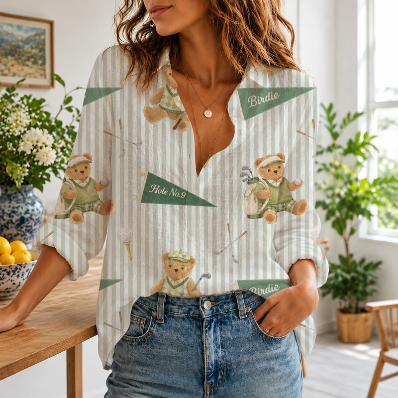 Golf Bear Women Blouse Shirt | Gift For Golf Lovers