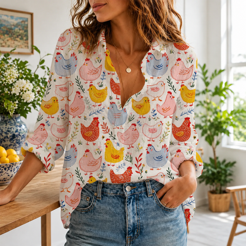 Cute Chicken Women Blouse Shirt | Gift For Chicken Lovers