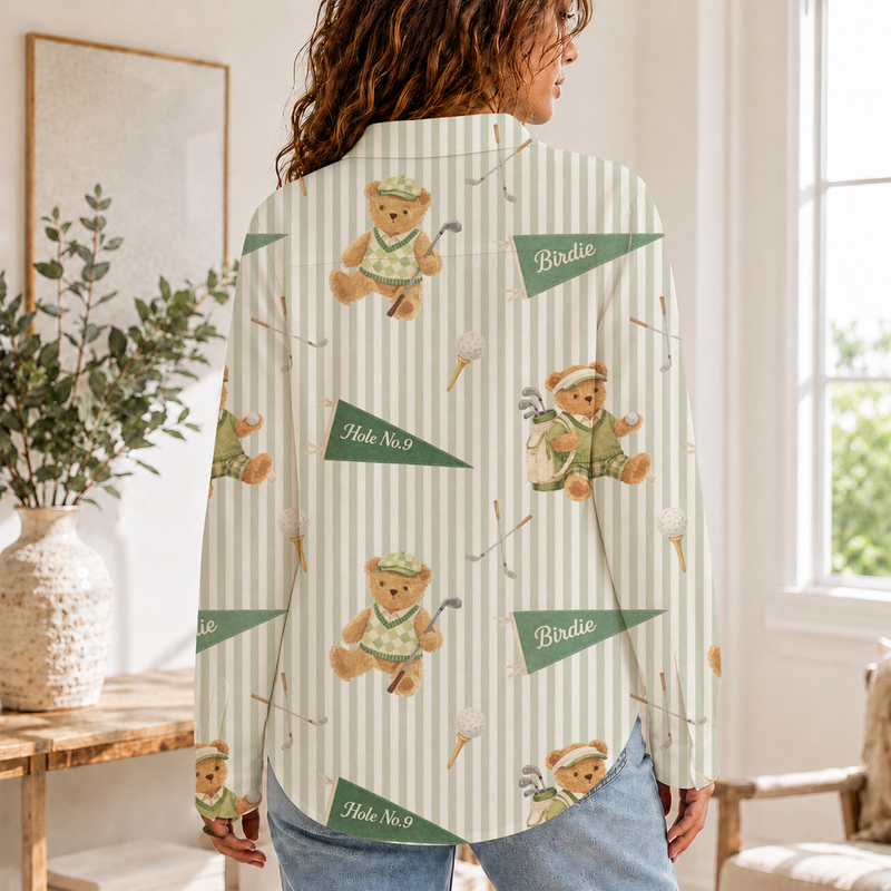 Golf Bear Women Blouse Shirt | Gift For Golf Lovers