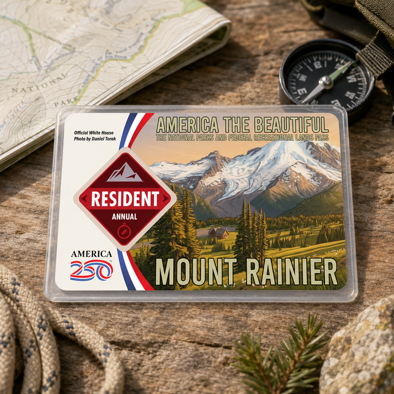 Mount Rainier National Park Pass Sleeve | Gift for Hikers & Campers