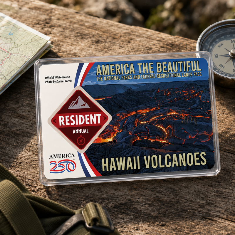 Hawaii Volcanoes National Park Pass Sleeve | Gift for Hiker & Camping Lover