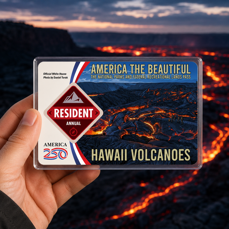 Hawaii Volcanoes National Park Pass Sleeve | Gift for Hiker & Camping Lover