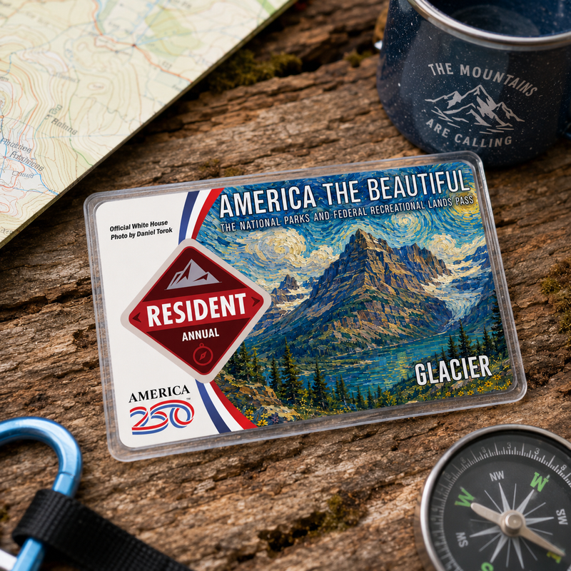 Glacier Art National Park Pass Sleeve – Travel & Hiking Gift for Nature Lovers
