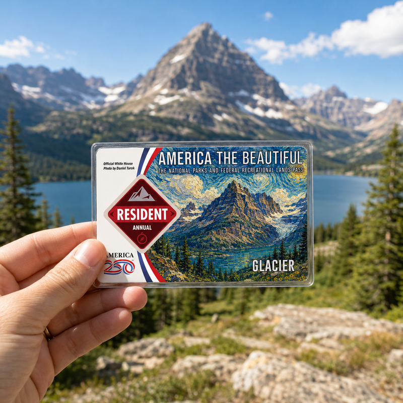 Glacier Art National Park Pass Sleeve – Travel & Hiking Gift for Nature Lovers
