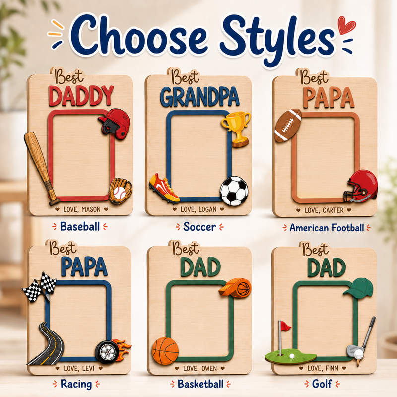 Personalized Father’s Day Photo Magnet – Sports Dad Fridge Frame Gift from Kids