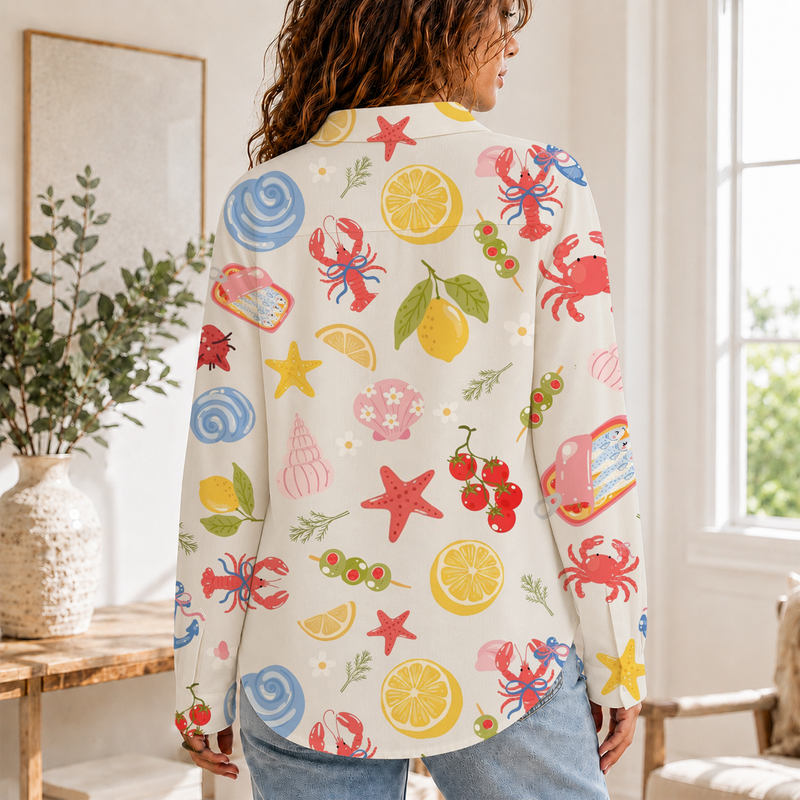 Coastal Seafood Summer Blouse Shirt | Gift For Beach Food Lovers