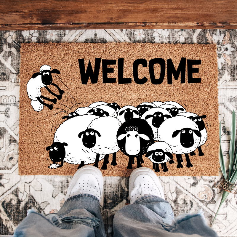 Funny Sheep Welcome Doormat | Gift For Farmhouse Decor Lovers